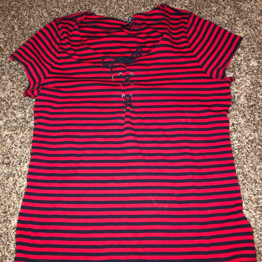 Red tie down shirt